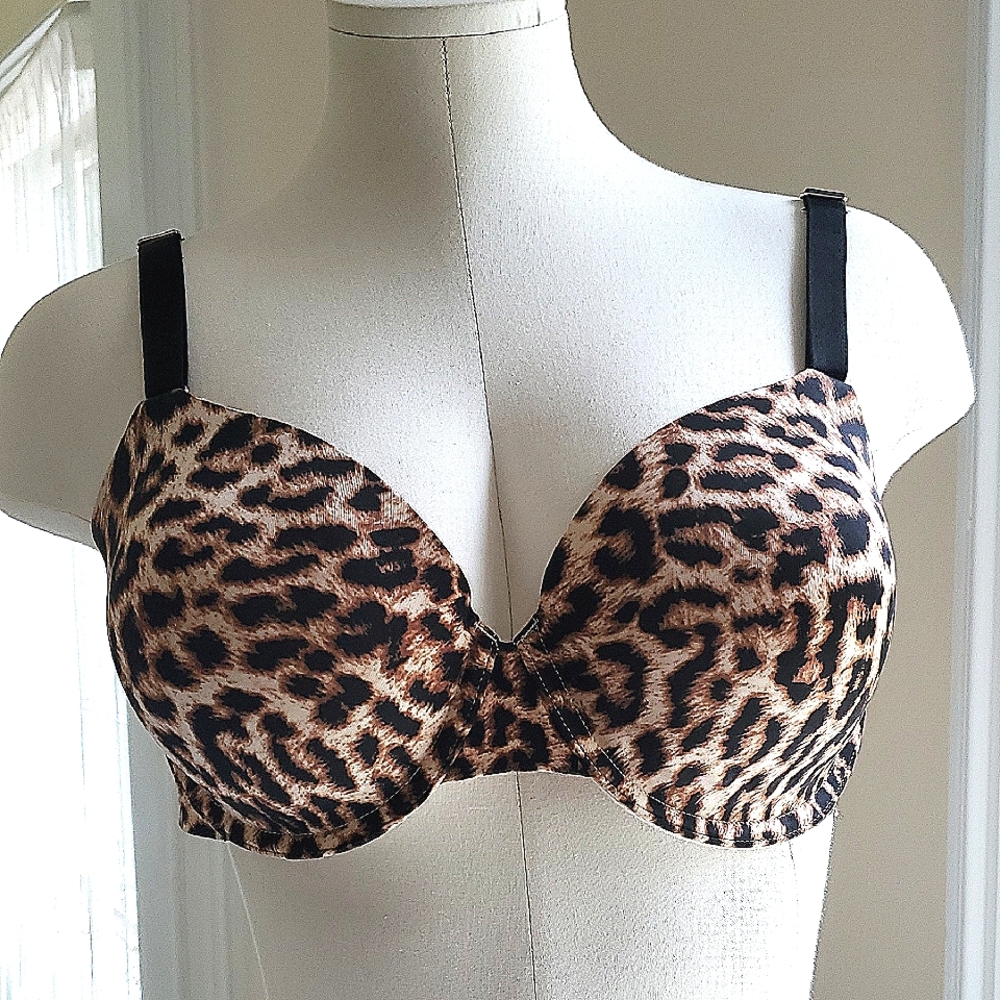Soma Brown and Black Leopard Print Bra with Underwire Support